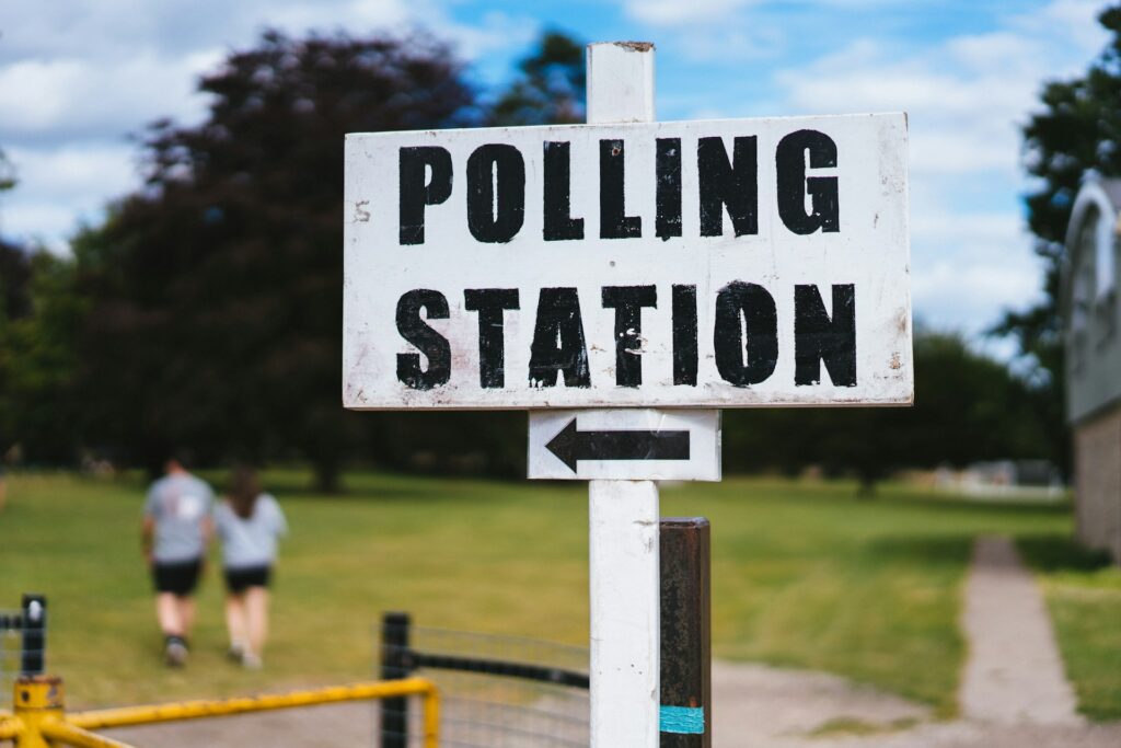 Polling Station Sign - How did those at high risk of Food Insecurity Vote?